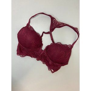 Victoria's Secret PINK medium‎ burgundy lace date push up wireless bralette bra